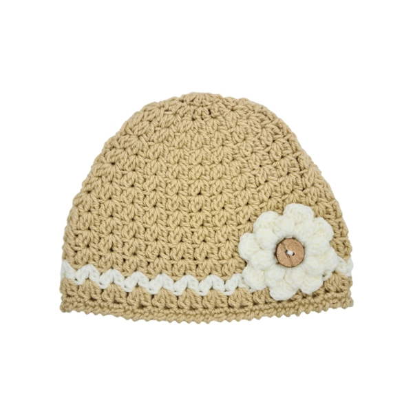 Beanie with flower (Caramel)