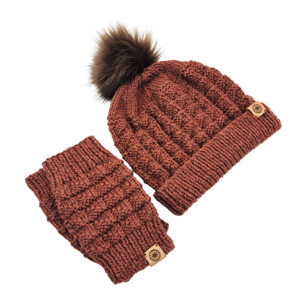 Beanie & Wrist Warmer Set (Rust) - Image 2