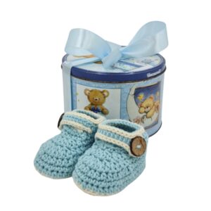 Vintage Tin Baby Booties Boy